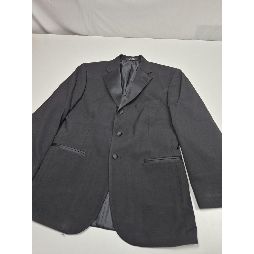 VTG After Six Suit Jacket Mens 38 Short Black Wool Tuxedo USA Formal Classic Fit